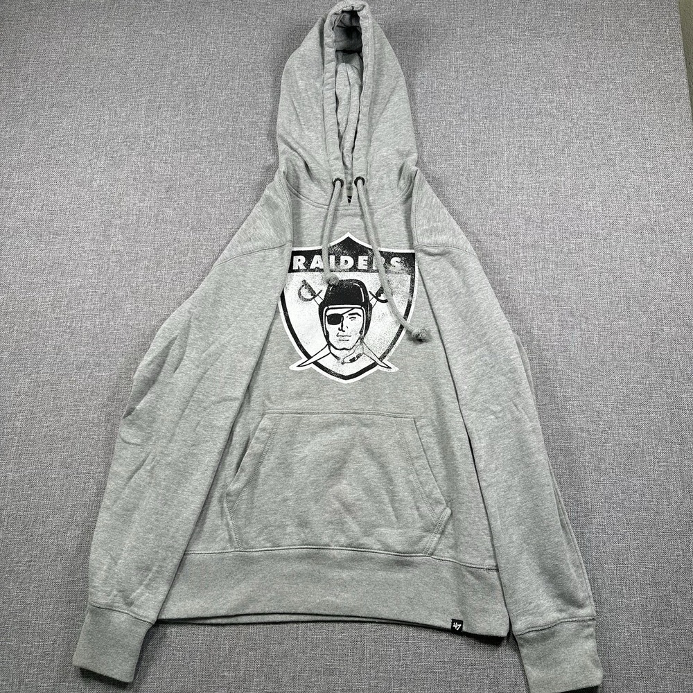 Las Vegas Raiders Hoodie Mens Medium Grey NFL Football '47 Pullover Sweatshirt